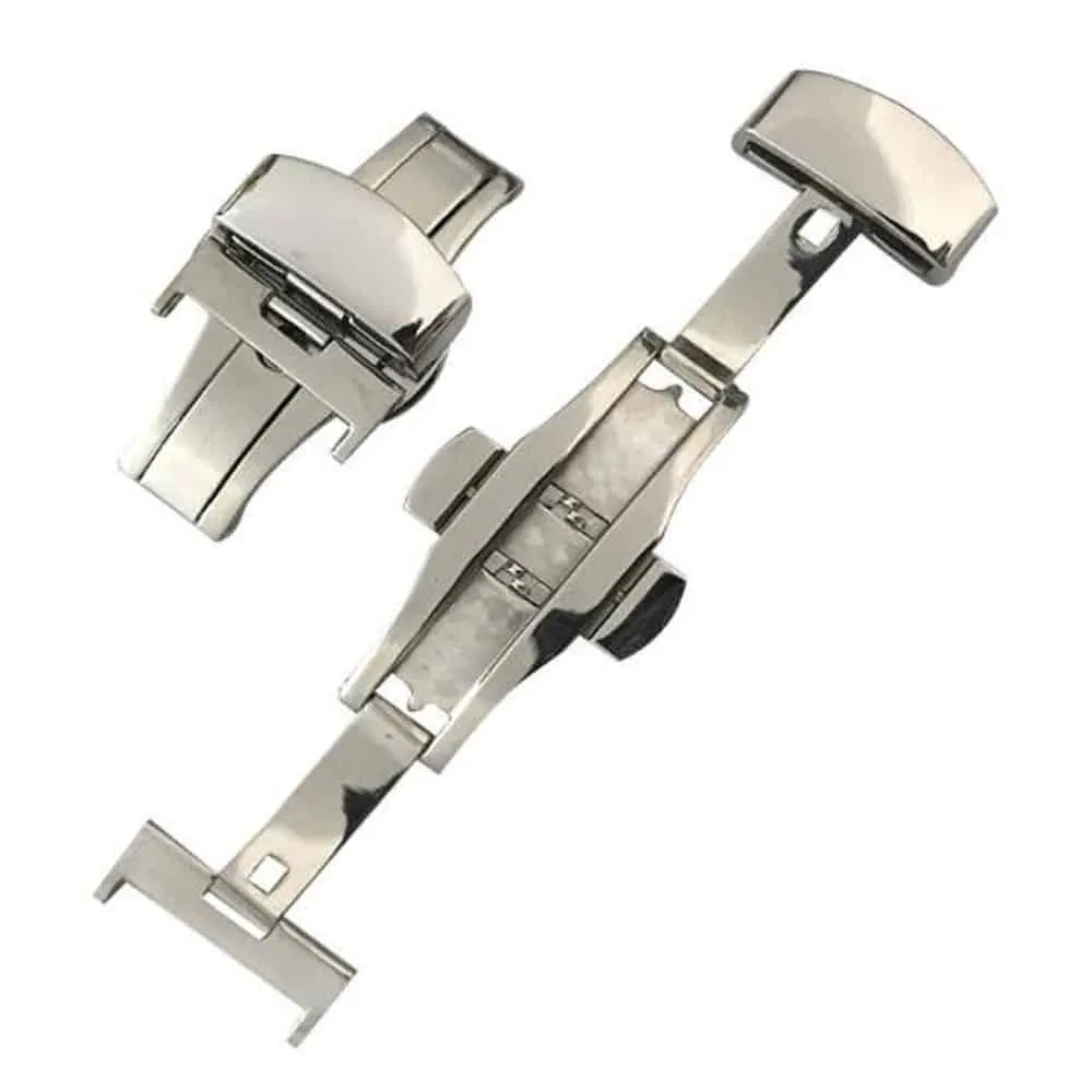 16mm PinFit Stainless Steel Watch Strap Deployment Clasp - Silver, 16mm