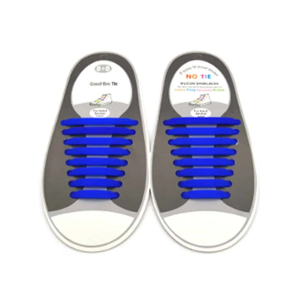 Lazy No-Tie Silicone Speed Shoelaces- Adults - Blue