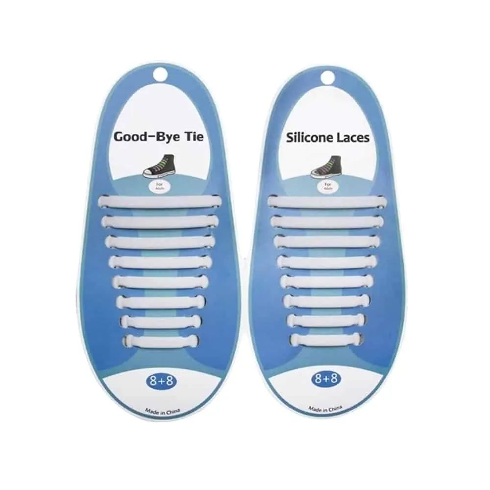 Lazy No-Tie Silicone Speed Shoelaces- Adults - White