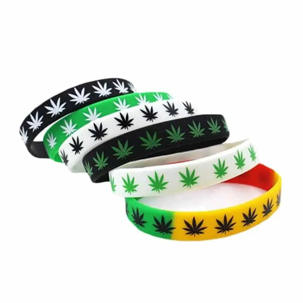 Marijuana Leaf Silicone Wristbands Rubber Bracelet