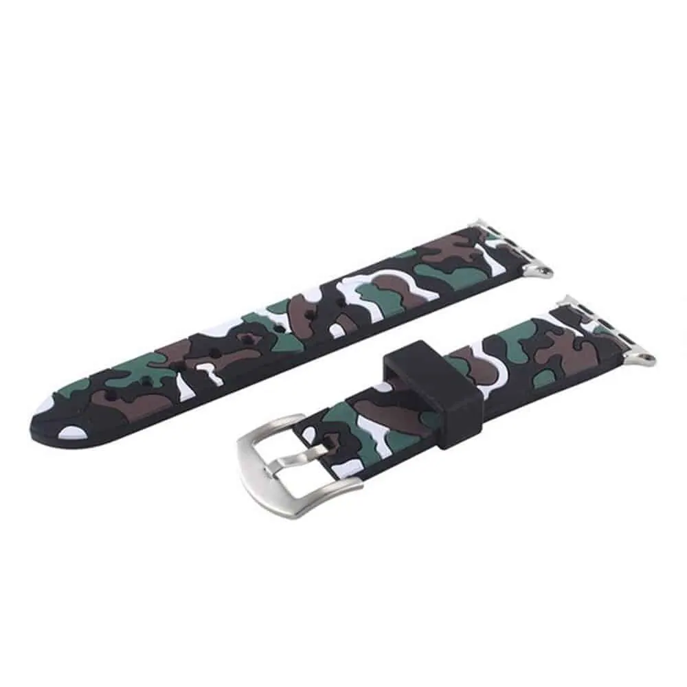 Silicone Strap for 38/40/41mm Apple Watch- Camo Black & White