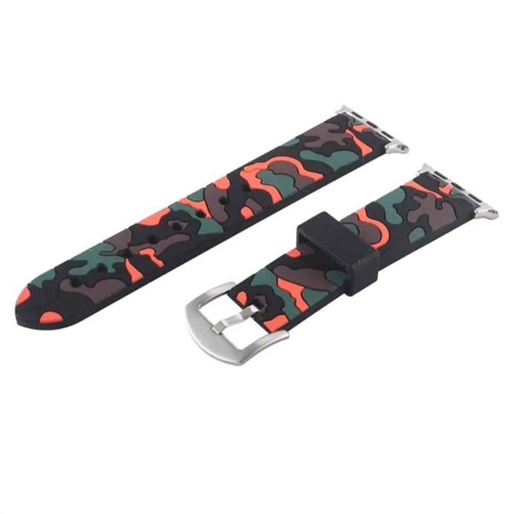 Silicone Strap for 38/40/41mm Apple Watch- Camo Black & Red