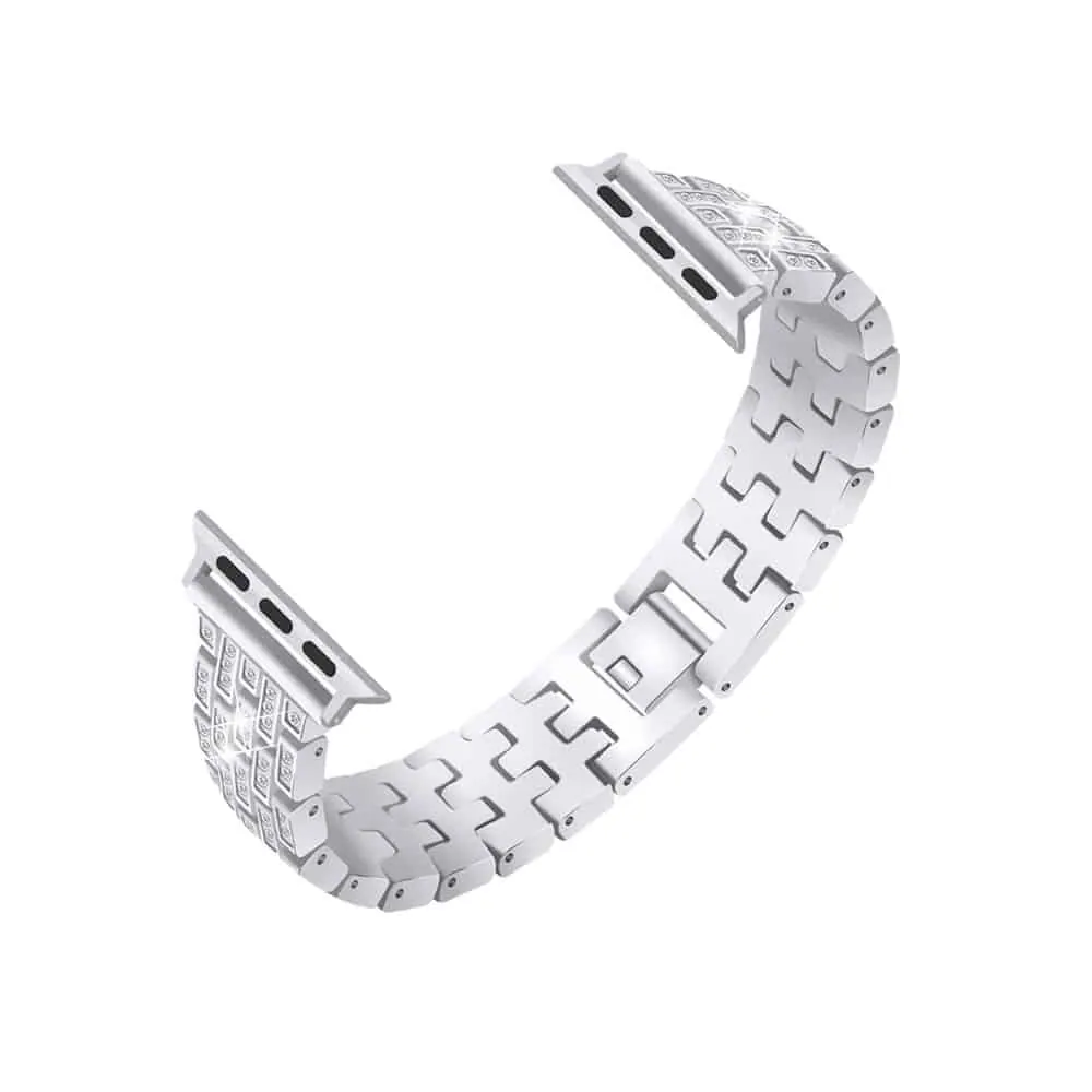 Rhinestone Stainless Steel Strap for 38/40/41mm Apple Watch- Silver