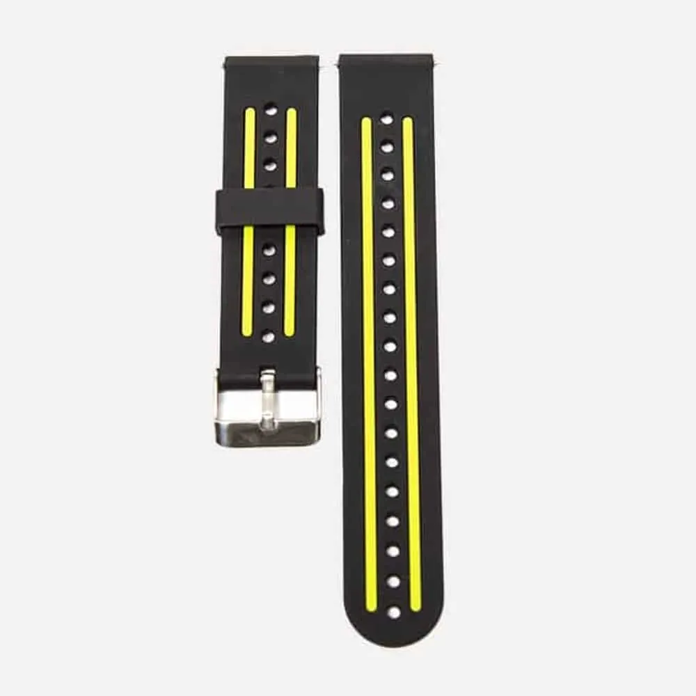 Striped Silicone Strap for Huawei GT Sport - Black/Yellow