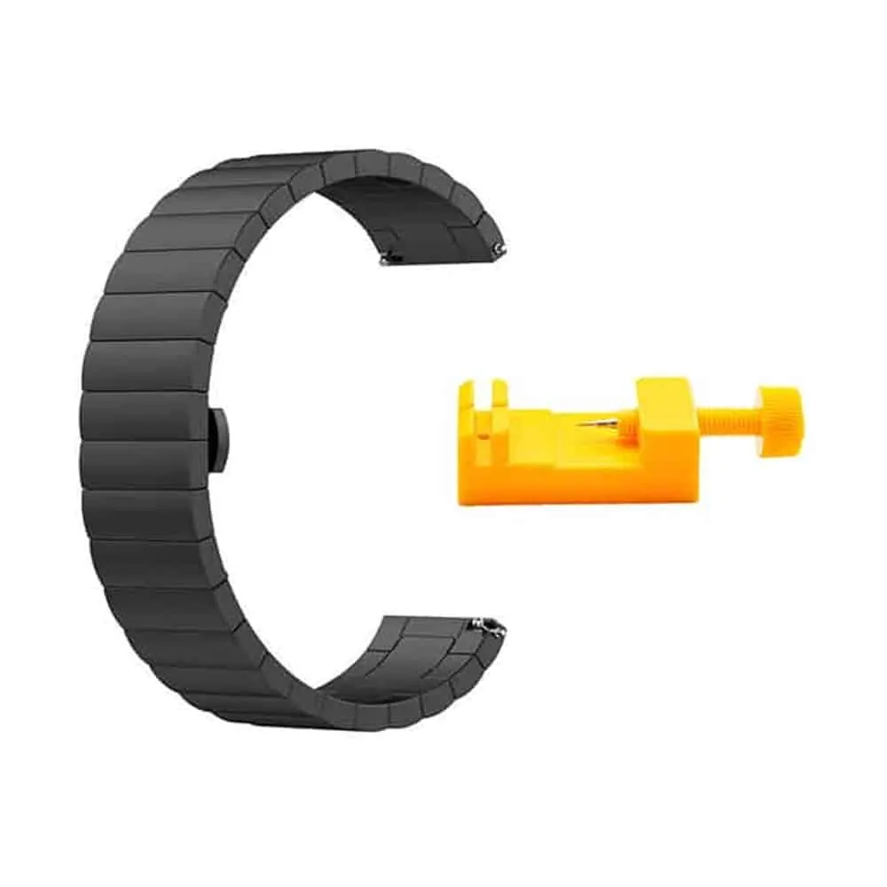 22mm Quick Release Stainless Steel Strap w/ Link Removal Tool - Black
