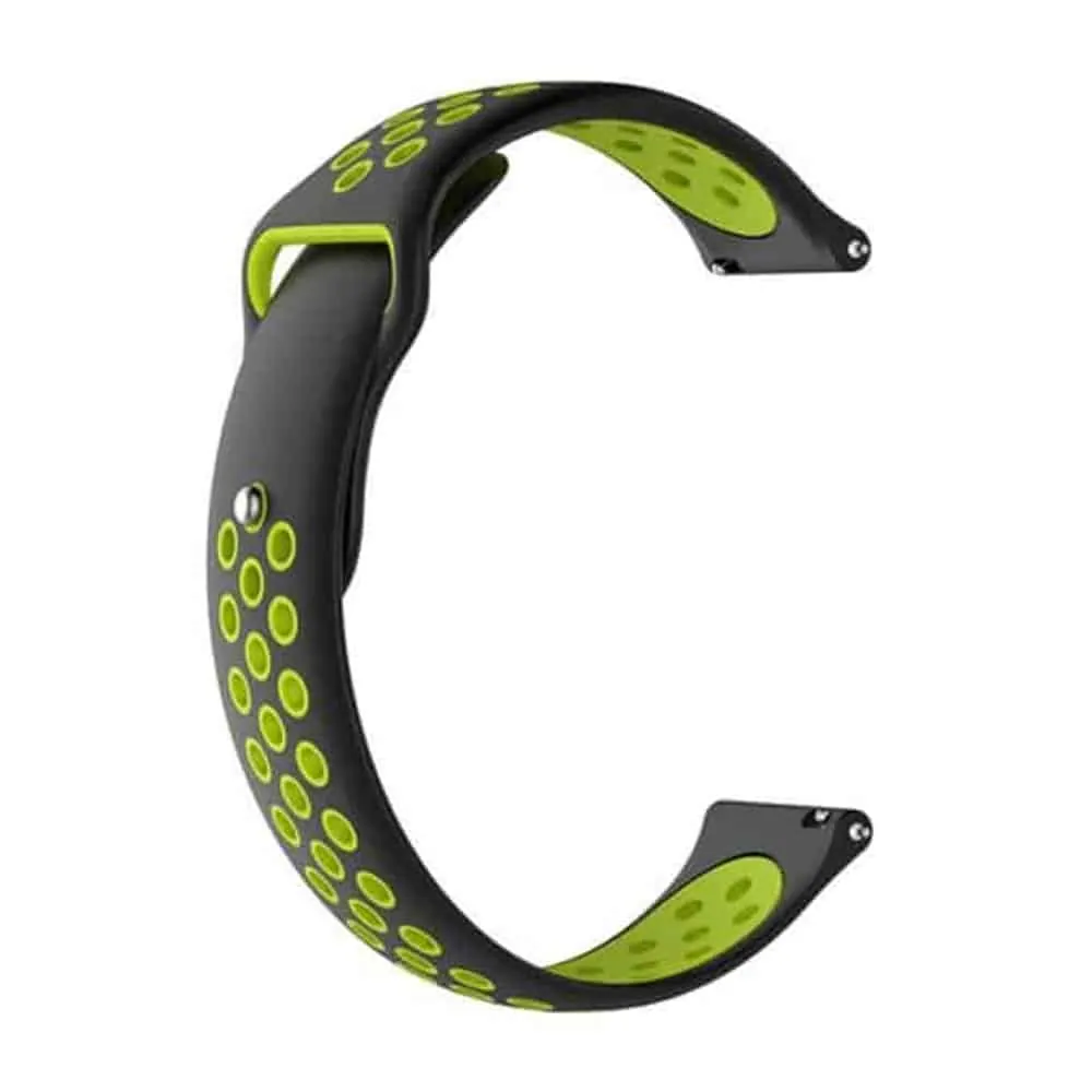 22mm Quick Release Perforated Silicone Strap - Black & Green