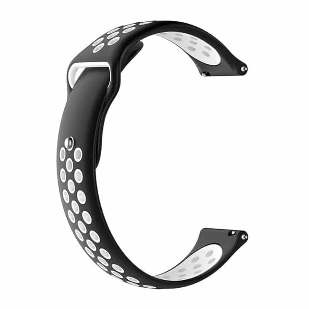 22mm Quick Release Perforated Silicone Strap - Black & White