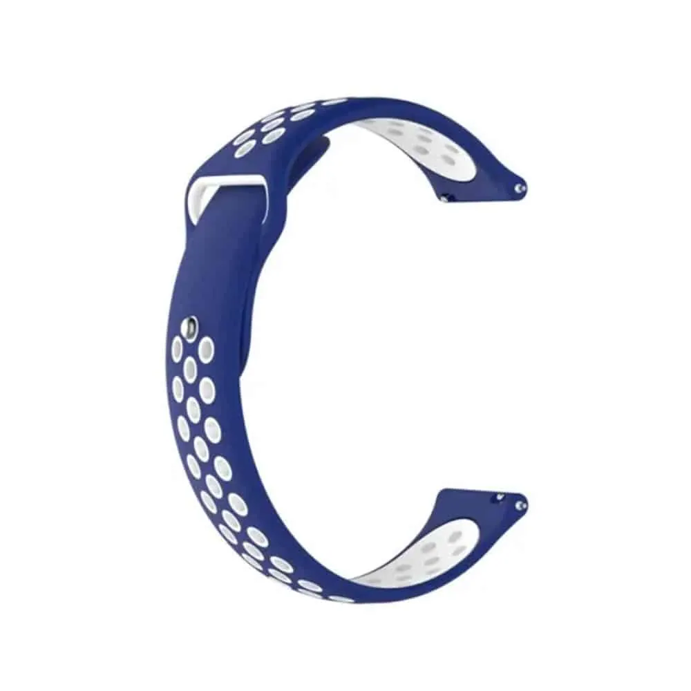 22mm Quick Release Perforated Silicone Strap - Navy & White