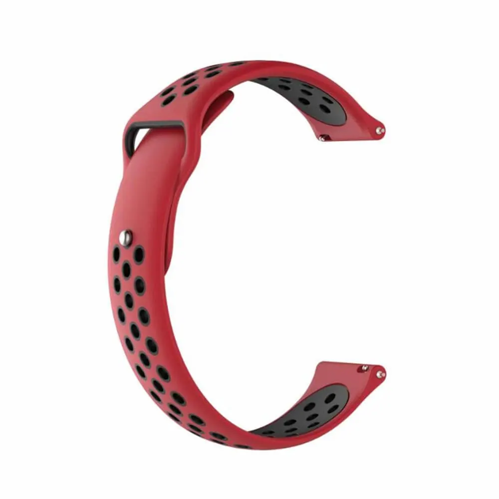 22mm Quick Release Perforated Silicone Strap - Red & Black