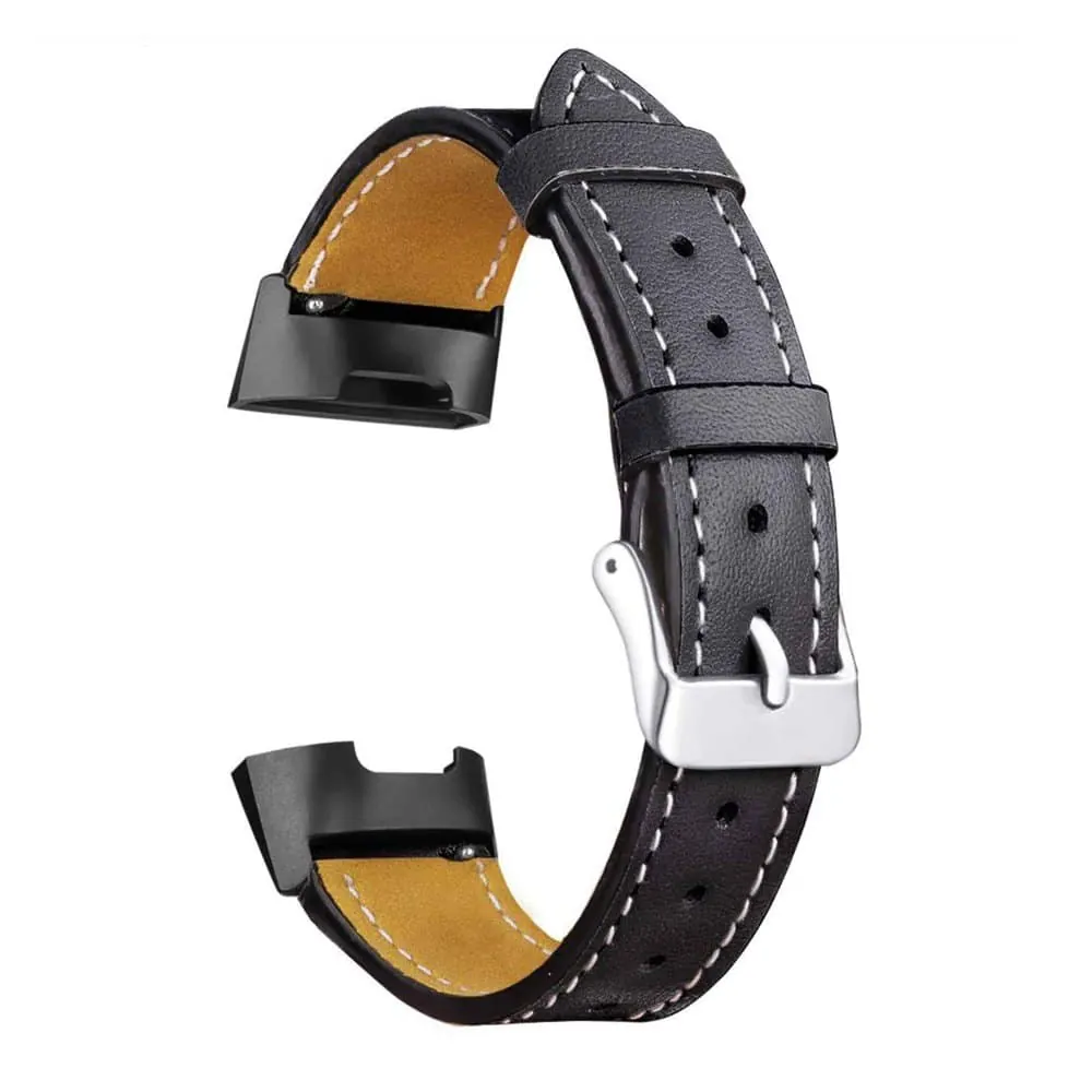 PE Leather Strap for Fitbit Charge 3/4, Sense - Black