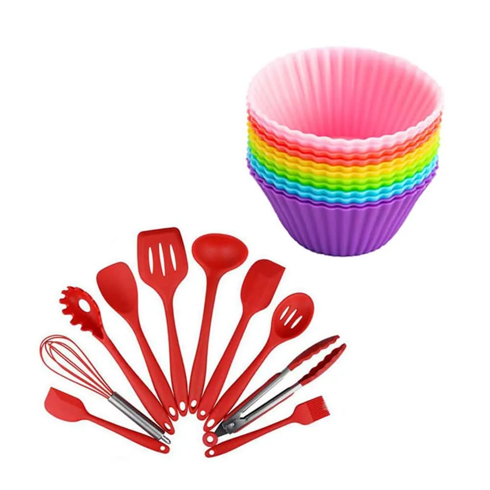 10-Piece Baking/Cooking Silicone Utensil Set & Muffin Mould