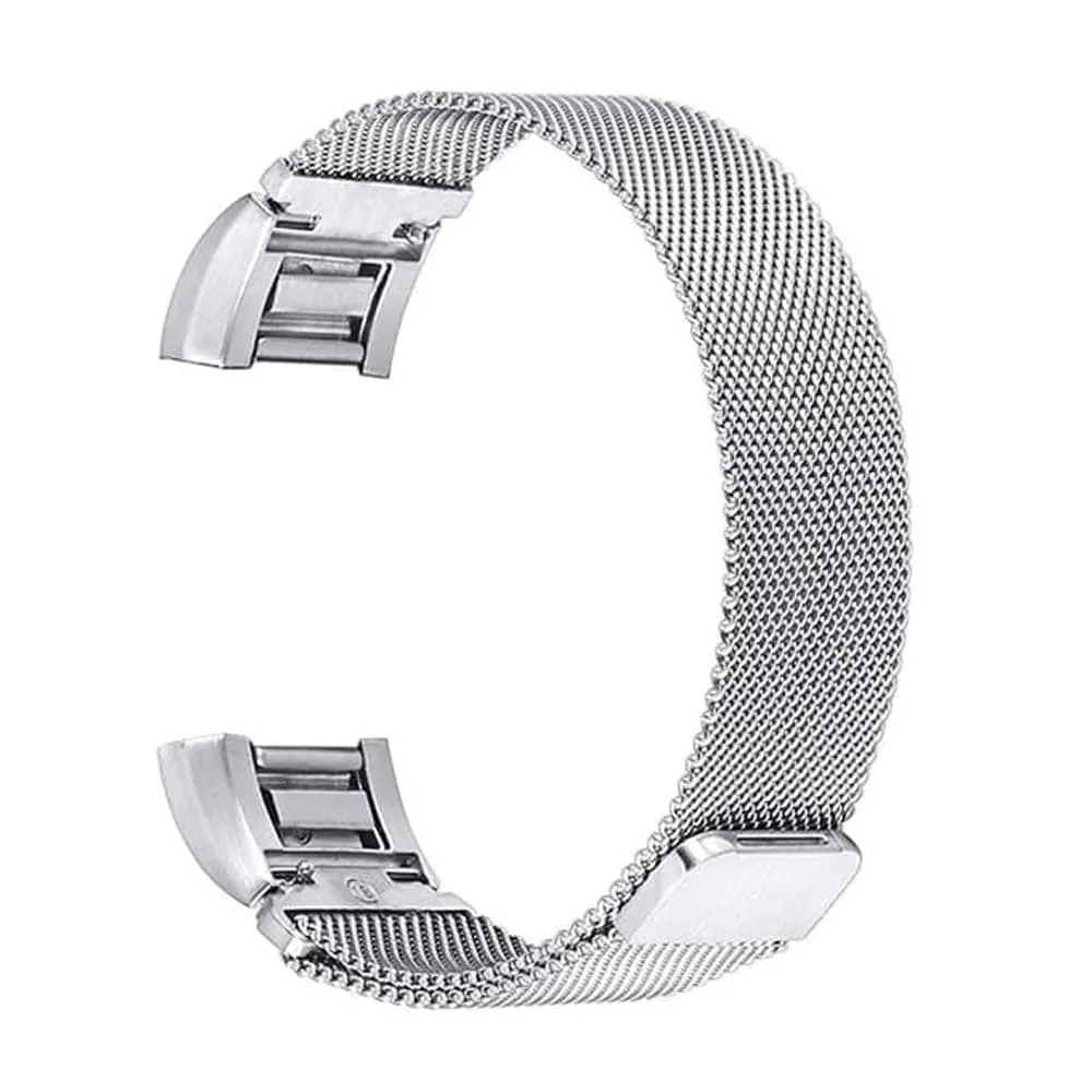 Magnetic Loop Milanese Strap for Fitbit Charge 2 - Silver - S-M