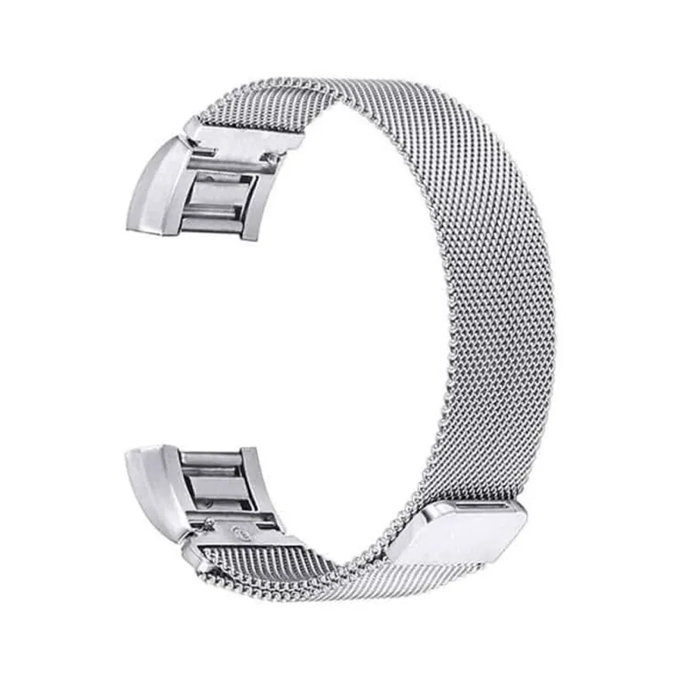 Magnetic Loop Milanese Strap for Fitbit Charge 2 - Silver - M-L