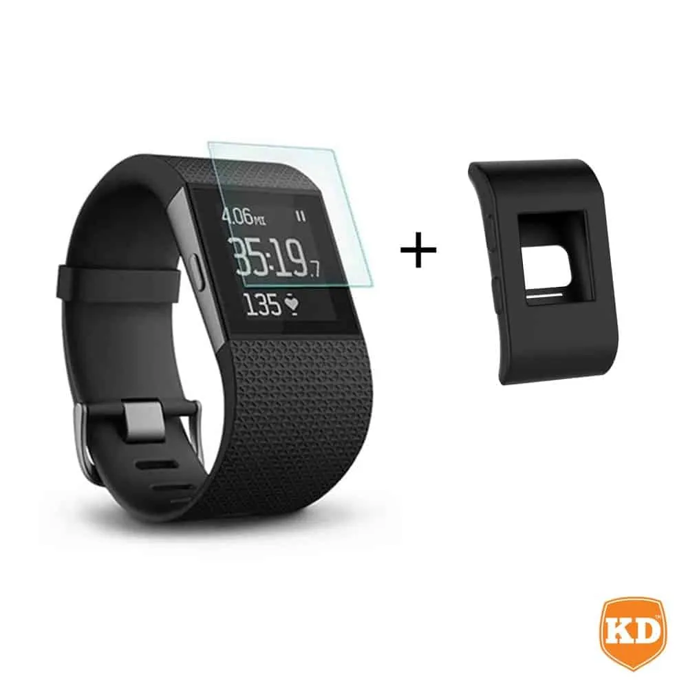 TPU Protective Case + Glass Screen Protector for Fitbit Surge