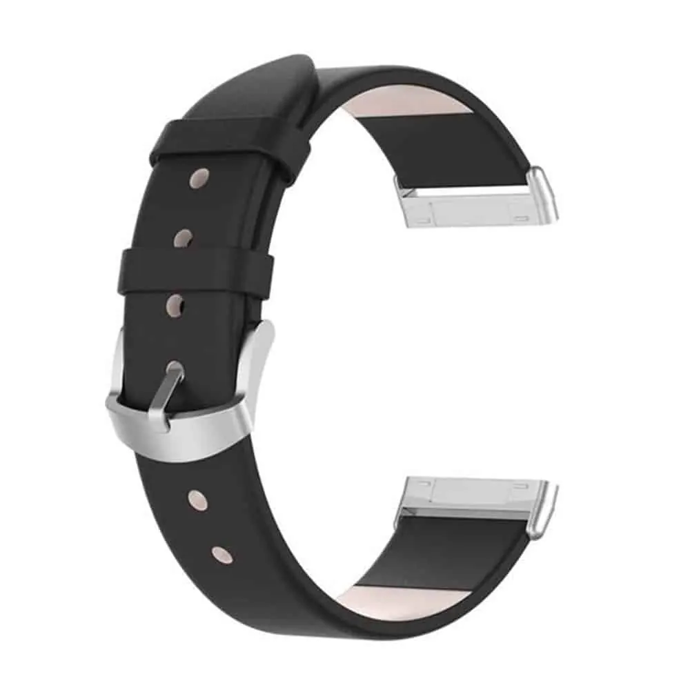 Leather Strap for Fitbit Versa 3/ Fitbit Sense (S/M) - Black
