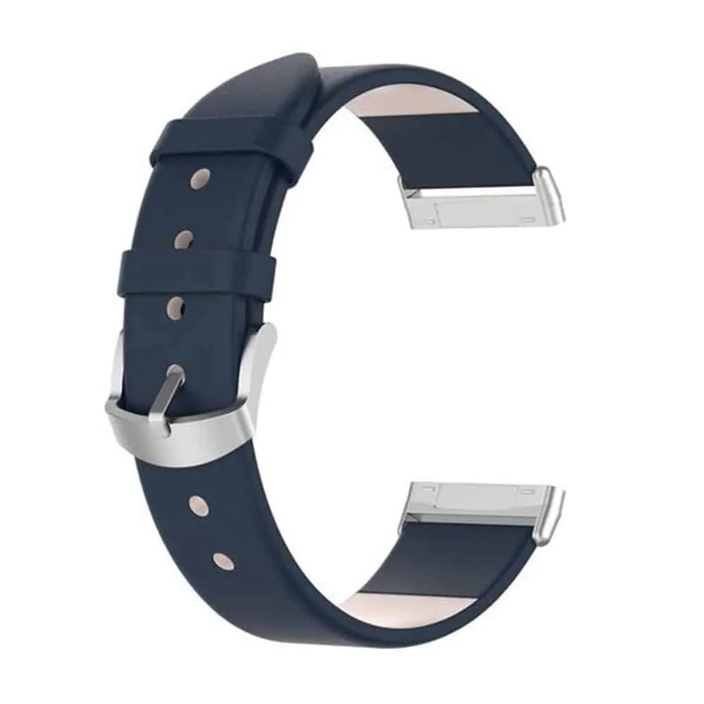 Leather Strap for Fitbit Versa 3/ Fitbit Sense (S/M) - Navy