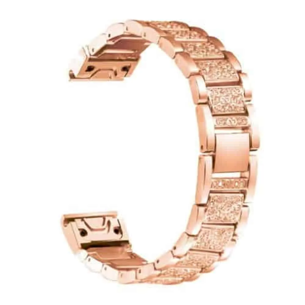 26mm EasyFit Rhinestone Stainless Steel Strap for Garmin - Rose Gold