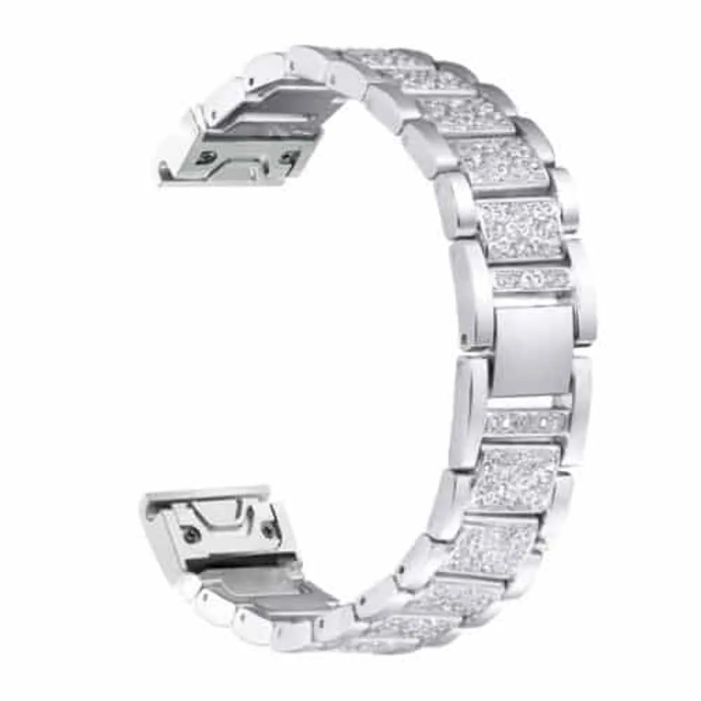 26mm EasyFit Rhinestone Stainless Steel Strap for Garmin - Silver