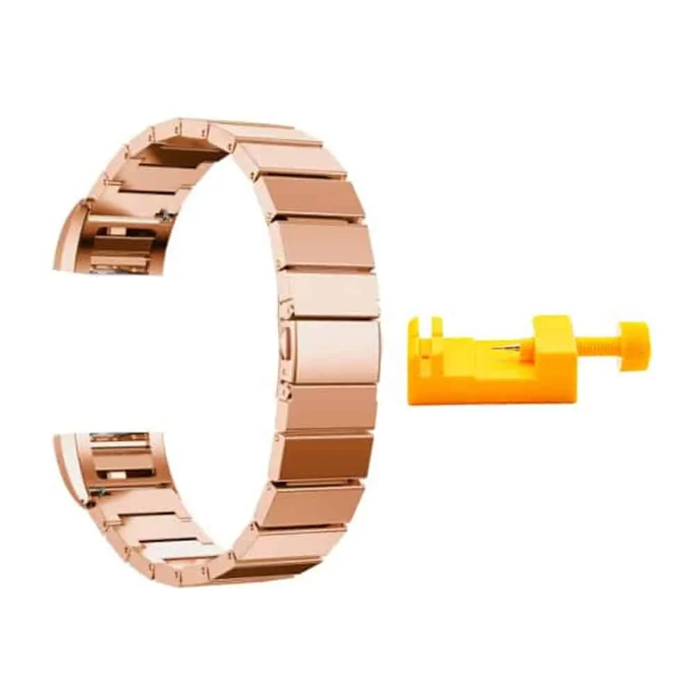 Stainless Steel Strap w/ Tool for Fitbit Charge 2 - Gold