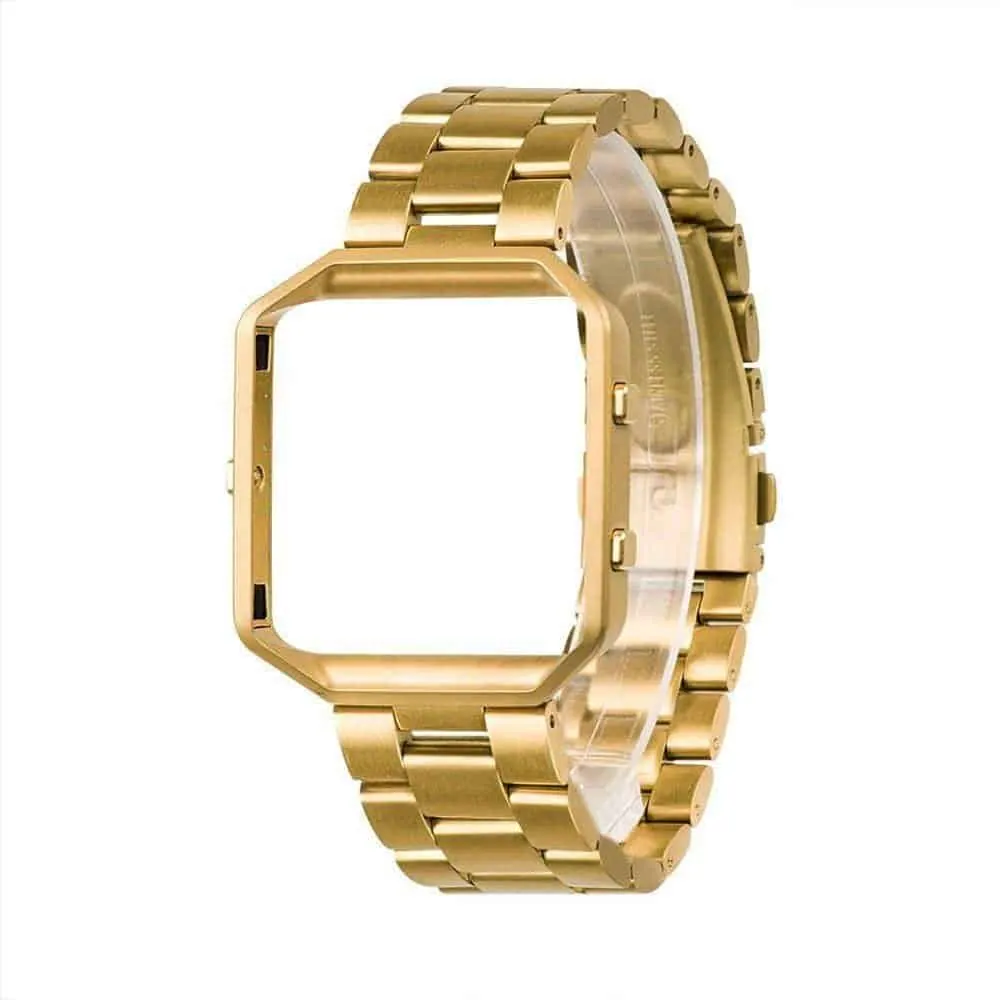 Stainless Steel Strap w/Metal Frame for Fitbit Blaze - Gold
