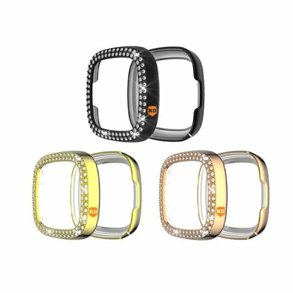 Diamond PC Case for Fitbit Versa 3- Black + Gold + Rose Gold