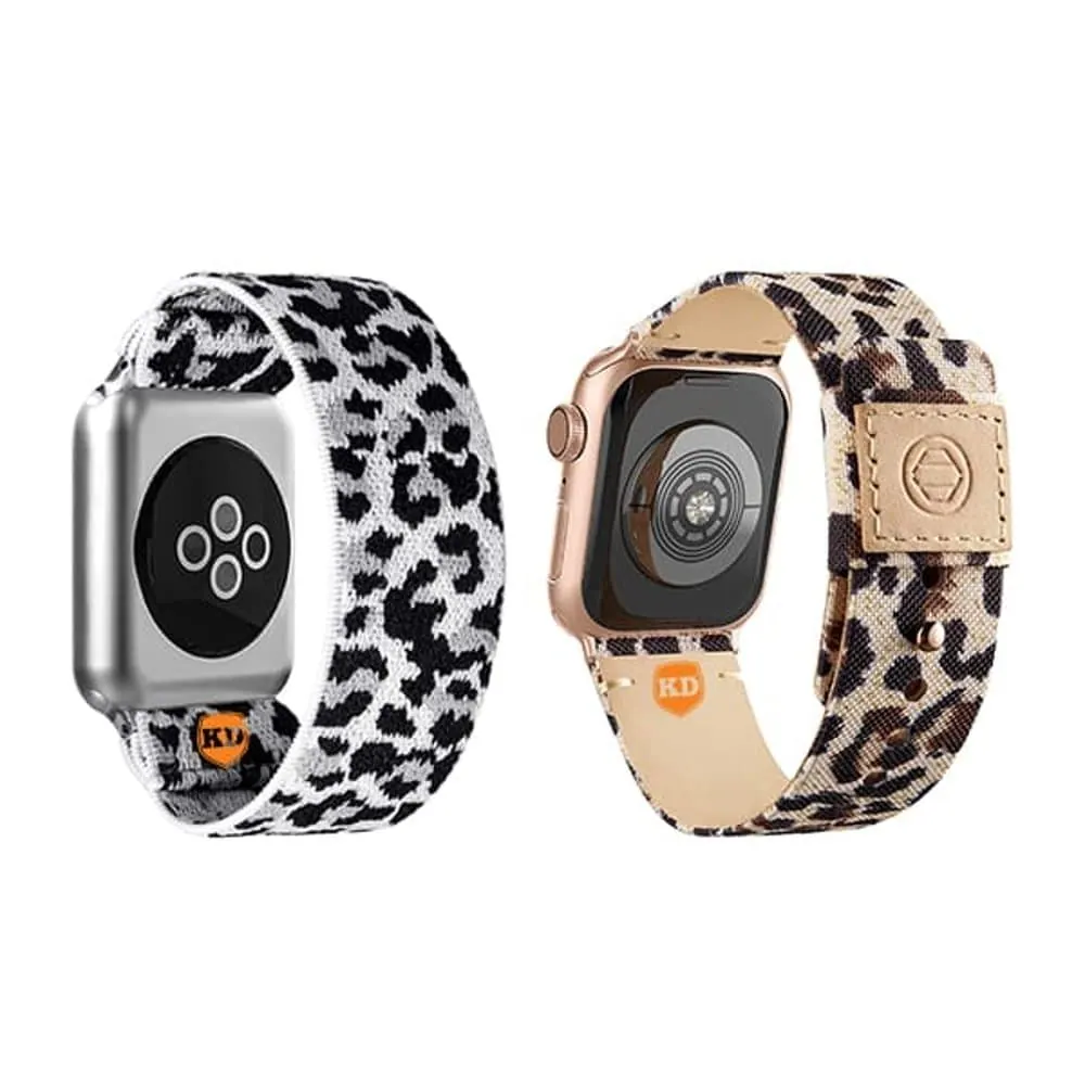 Nylon Strap for 42/44/45/49mm Apple Watch- Combo -Leopard + Snow Leopard
