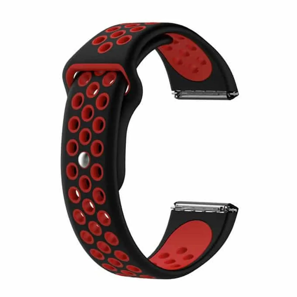 Perforated Exercise Silicone Strap for Fitbit Versa - Black & Red