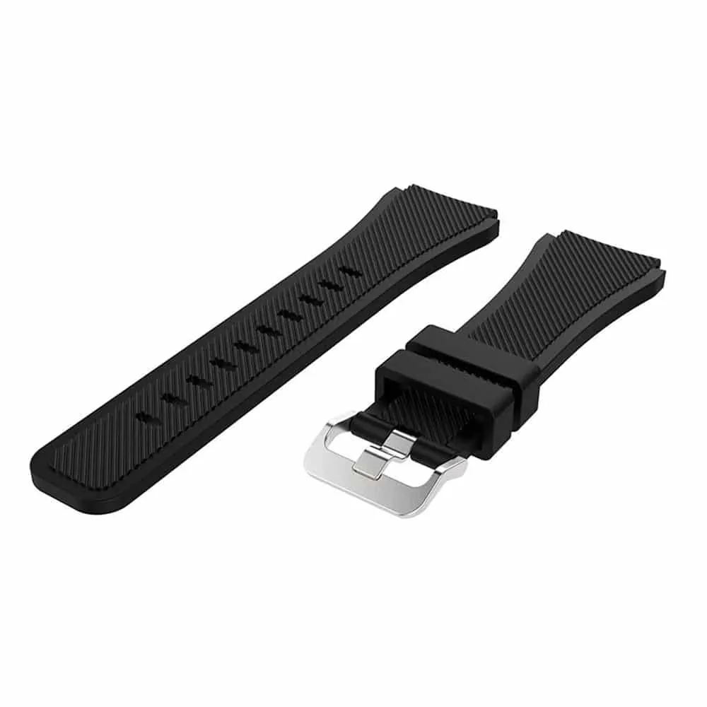22mm Silicone Strap for Samsung Gear S3 Frontier - Black - S-M
