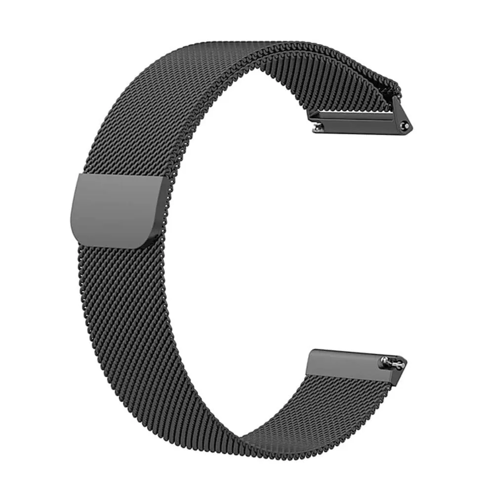S/Steel Milanese Loop Strap for Fitbit Versa - Black - M-L