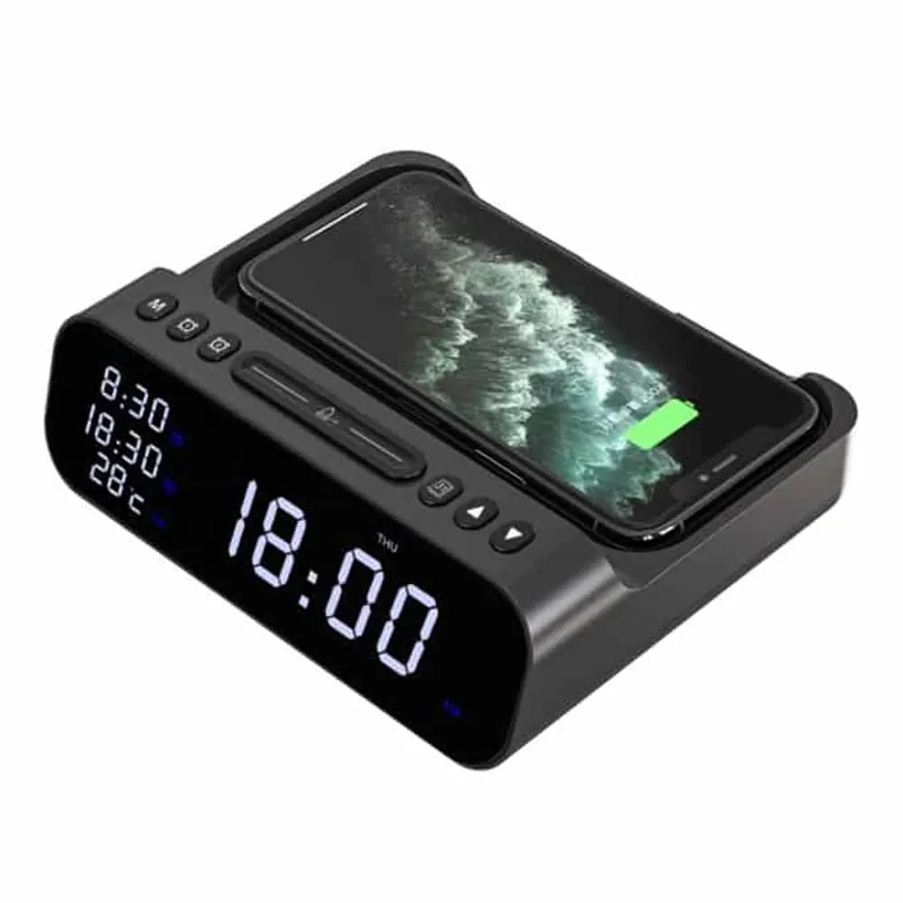 Wireless Charging Alarm Clock Stand for iPhone/Samsung/Huawei