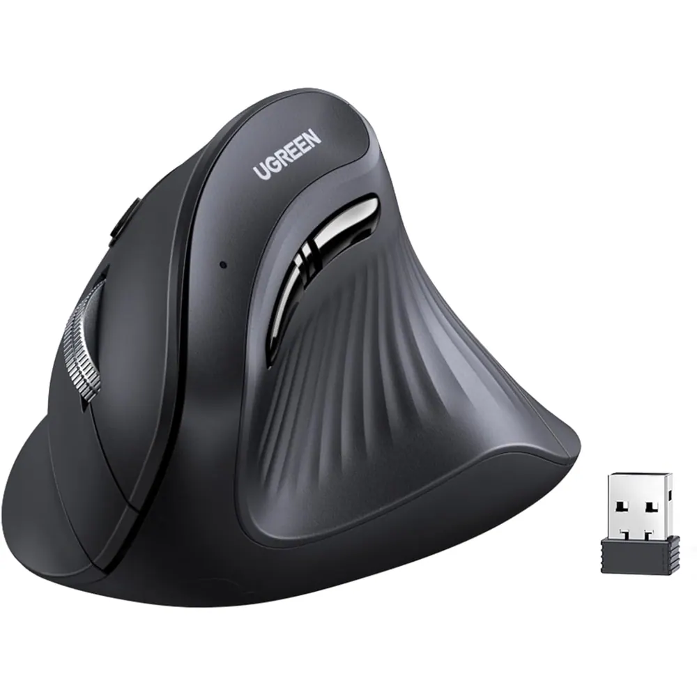 UGREEN Multi-Mode Vertical Mouse Bluetooth & 2.4G Wireless–Black