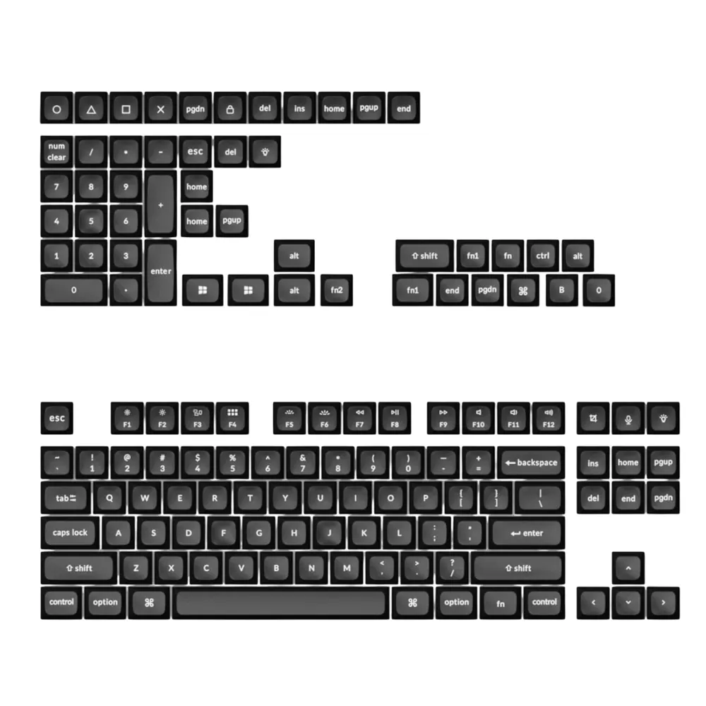 Keychron double Shot KSA PBTFull Keycap Set – White On Black