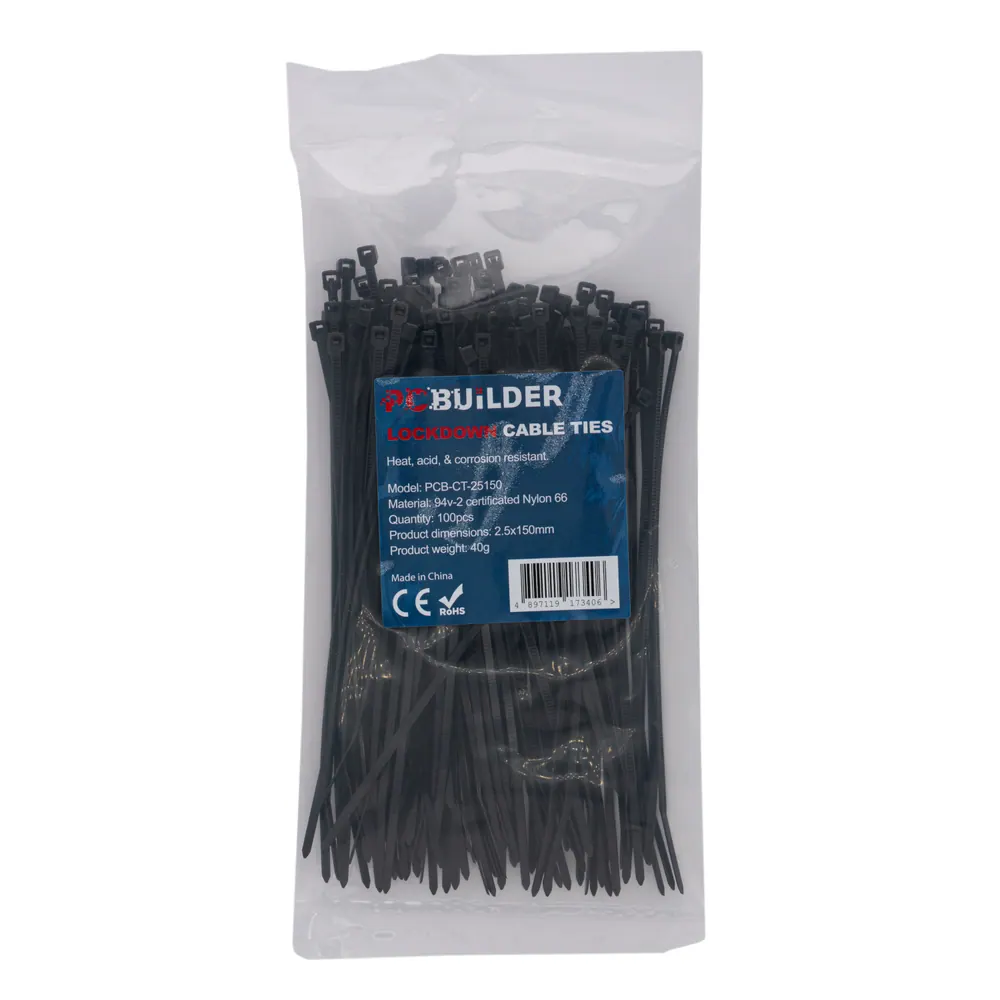 PCBuilder LOCKDOWN 150mm Cable Ties (100 pcs) – Black