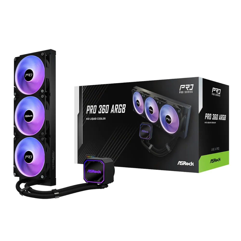 ASRock PRO 360 ARGB All-in-one Liquid CPU Cooler – Black