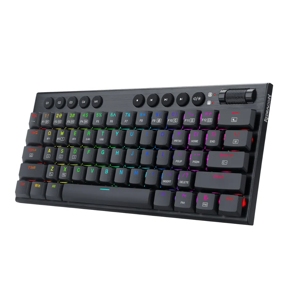 REDRAGON Horus Mini 61Key Red Switch RGB Low Profile Gaming Mechanical Keyboard – Black