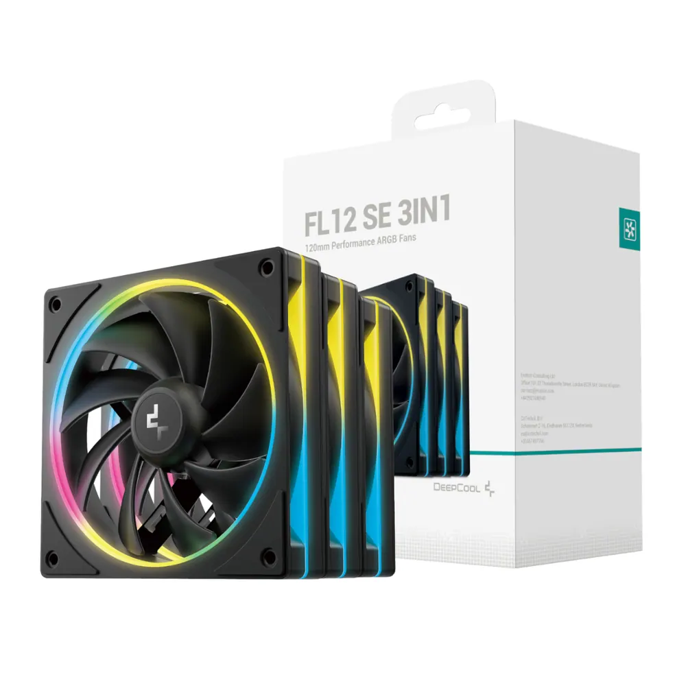 DeepCool FL12 SE 3-in-1 ARGB 120mm Fan Pack – Black