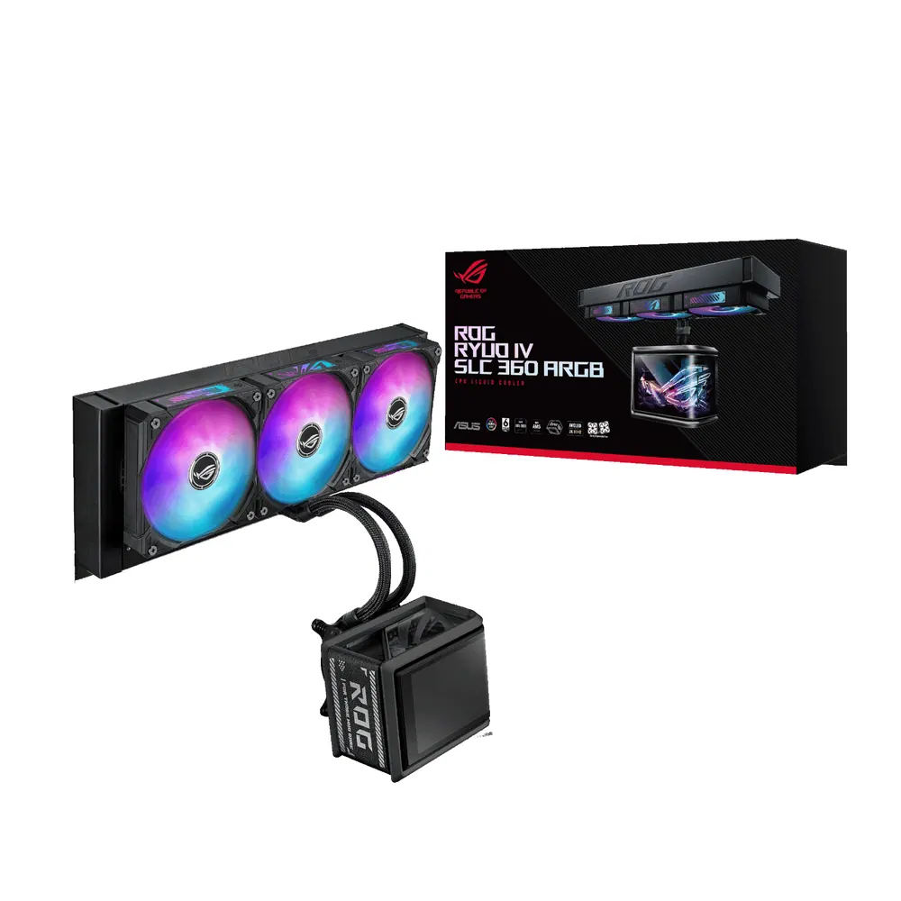 ASUS ROG Ryuo IV SLC 360mm ARGB Liquid CPU Cooler – Black